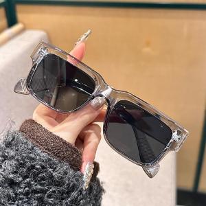 JN IMPRESSION แว่นกันแดดกันแดดตกแต่งเรียบง่ายกรอบสี่เหลี่ยมแบบเต็มแว่นกันแดดท่องเที่ยวแบบ Uv400