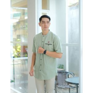 Baju Koko Kurta Pria Dewasa Premium Lengan Pendek Full Kancing Adem Tebal Higth Quality Putih Khozens Store