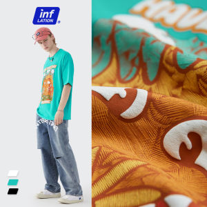 INFLATION brand 2023 summer new boy cute street smiley sunflower daisy print loose boy short-sleeved T-shirt