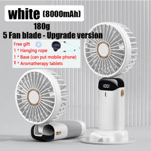 Portable Mini Multifunctional N15 Electric Rechargeable Handy Desk Fan 5 Speed Wind Adjustment Fan with LED display 5 speeds can be used as a mobile phone holder USB charging strong wind mini handheld folding fan