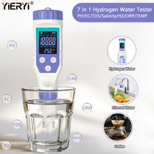 Yieryi Đồng hồ đo độ PH 7 trong 1 Ph/Ec/Tds/Độ MặN/h2/ORP/Temp/Hydrogen mét kỹ thuật số Máy kiểm tra chất lượng nước