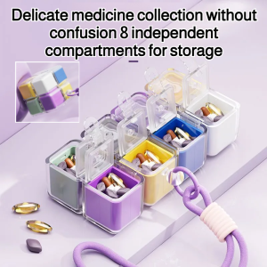 Magic Cube Magnetic Pill Box Large-Capacity Sealed Medicine Box Three-a-Day Pill Dispensing Portable Pill Dispenser