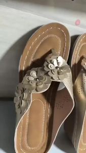 New 2025 Floral Sandals For Women Stitched Casual Vacation Beach Wedge Heel Comfortable Large Size Slippers