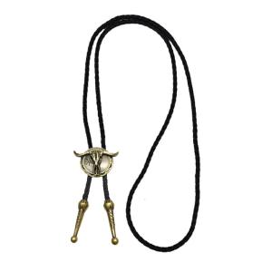 Western Bull Head Bolo Tie for Men PU Leather Rope Tie Neck Rodeos Tie for Formal Event and Special Occasion