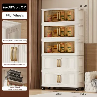 JOYNEST L50cm 3-5 Layer Doors Foldable Storage Box Organizer Wardrobe Almari Baju Multipurpose Storage Cabinet 收納櫃