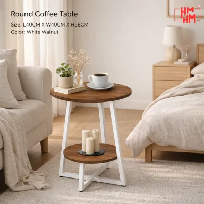 Meja Kopi Coffee Table Round Simple Sofa Side Tea Table 2 Layer Bedside Living Room Laptop Desk Meja Ruang Tamu 茶几/边桌
