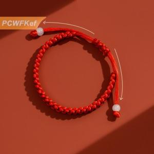 【PCWFKef】 1PC đơn giản màu Đỏ chuỗi bện Vòng đeo tay may mắn kabbalah Vòng đeo tay để bảo vệ may mắn cho thành công amulet trang trí đồ trang sức