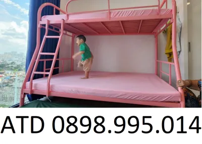 GIƯỜNG TẦNG 80CM 1M 1M2 1M4 1M6 DÀI 2M - SẮT ỐNG TRÒN GIÁ XƯỞNG HCMBÌNH DƯƠNGBIÊN HÒA