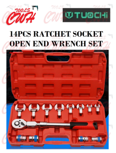 PRC TUOSEN 14PCS 1/2" INTERCHAGEABLE EXTENDABLE RATCHET HANDLE 6PT SOCKET OPEN WRENCH SET NUT DRIVER OPENER SPANNER SET