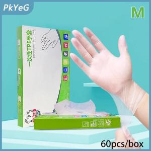 PkYeG 60 cái hộp Cao Su Miễn Phí Găng Tay TPE Găng Tay Dùng Một Lần Trong Suốt Không Trượt Axit Làm Việc An Toàn Thực Phẩm Cấp Hộ Gia Đình Làm Sạch Găng Tay