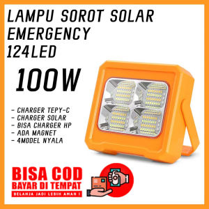 LAMPU SOROT LED SOLAR CELL Emergency 50W 100W BATRE DAN SOLAR LAMPU CAMPING