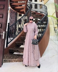 ZIFA FASHION // COD // SHAKIRA DRESS+PASHMINA BY ASOPUROH // GAMIS SET ORGANZA BORDIR MODEL TERBARU // GAMIS PESTA BRUKAT MODIS ELEGAN SIAP KIRIM LD 110CM PB 140CM // *ST
