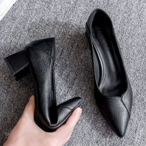 Free Shipping WomenS Two-Way Spring New Style 3Cm High Heels 5Cm Mid-Heel Kitten Heel Black Professional Work Shoes