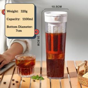 1100ML Cup Drip Cold Brew Iced Tea Coffee Maker Portable Bottle Pot Espresso Filter Airtight Seal TH