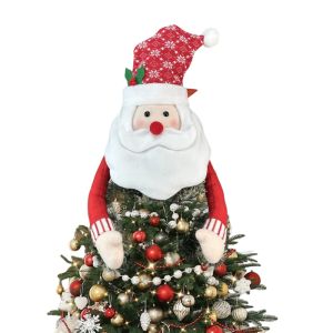 GONOVO christmas tree accessories Cartoon Christmas Tree Top Decorations Large Size Scarf Design Snowmen Hugger Ornaments Creative with Hat Santa Claus Doll Home Decor