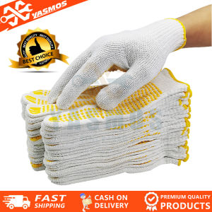 12 Pair Dotted Cotton Gloves Good Ductility 600grams Rubber Dots