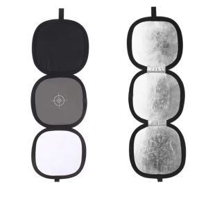 BETTERFORM Two Sides Trifold Reflector 3in1 Design 18% Reference Collapsible Disc Accessory Hand Hold Light Diffuser Photography Studio