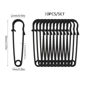 10pcs 50mm Stainless Steel Safety Pin Thickened Anti-Deformation Design Clothing Luggage Fixed Pin Buckle Pin Multifunctional