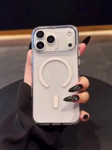 DAIMANG Transparent Magnetic Anti-Yellowing Case for iPhone 17 Air/Pro/16 Pro Max/15 PM with Full Metal Buttons