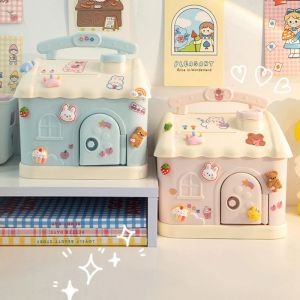 【Free cute stickers】Cute House Money Box With 3D Sticker Kawaii Piggy Bank For Kids Adults Big Size Savings Box For Coins Banknotes Birthday Gift