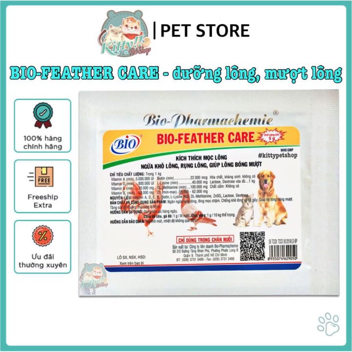 Bột dưỡng lông, kích thích mọc lông cho chó mèo Bio Feather Care 5g