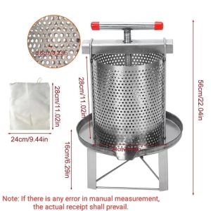 COD Stainless Steel Manual Honey Press press - No Power Needed Perfect for farm and home use