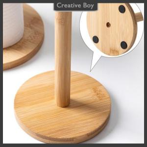 [Creative] Kitchen Wooden Roll Paper Towel Holder Bathroom Tissue Vertical Stand Disposable Paper Pot Kitchen Toilet Storage Accessories