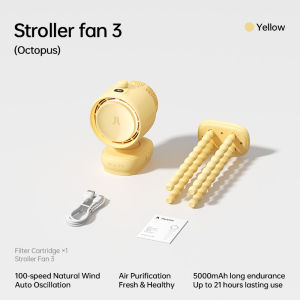 JisuLife Stroller Fan3 clip fan Air Purifying Baby Fan 21 Hour Cooling Time 120° Auto Oscillation Portable Desk fan with Night Light for Mom Baby Car Seat Pets