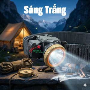 Đèn Pin Đội Đầu Mini Siêu Sáng XJ 5031 Trang Bị Led Laser Tích Hợp Sạc Type-C Đầy Đủ Phụ Kiện Kháng Nước Đi Mưa