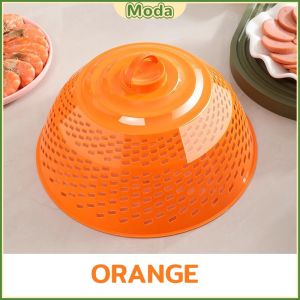MO Plastic Round Food Cover Mesh Cover Multifunctional Colorful Drain Fruit Plate 1 Piece