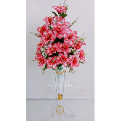 BUNGA SUDUT GLORIA / MORNING GLORY 18 KUNTUM DENGAN POT STANDING BESI
