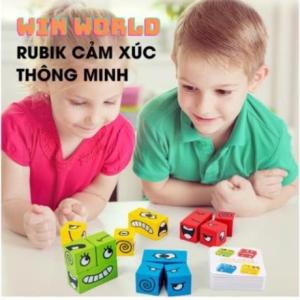 Đồ chơi phát triển trí tuệ bộ đồ chơi gỗ rubik thay đổi cảm xúc tăng cường khả năng phản xạ cho bé - Happy Life 4Kid