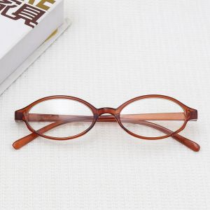 REEBO Oval Small Oval Frame Glasses PC Round Frame Optical Myopia Glasses Vintage Korean Style Flat Spectacle Glasses Women