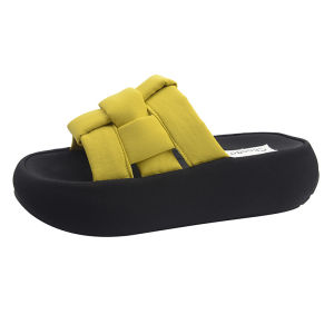 [Free Shipping] Thick-Soled Slippers For Women Fashionable Woven Design Suitable For Summer Wear Stylish And Comfortable With A One-Strap Design Perfect For The Beach Or As Roman-Style Sandals