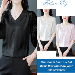 Middleaged mom dress thin section loose thin small shirt female cardigan thin shortsleeved blouse