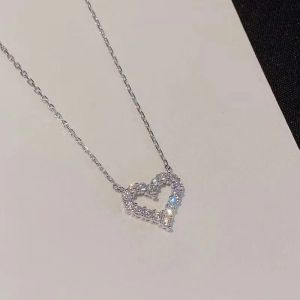 Korean Sweet Crystal Heart Necklace For Women Jewelry 2026 Trending New Luxury Womens Silver Color Necklaces Colar Kolye Gifts