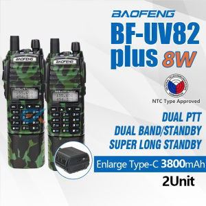 Baofeng UV82Plus 8W Type-C Walkie Talkies Set of 2 Dual Band Two Way Radio Extend Battery 10KM Long Range Base Two Way Radio
