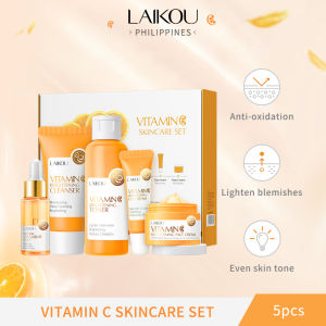 LAIKOU Vitamin C Skincare Set Brightening Anti-aging Moisturizer Serum Toner Cleanser Eye Cream 5pcs Sets