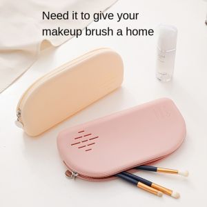 BEAUTYLADIES Waterproof Silicon Makeup Brush Bag Dirt-resistant Dust-proof Makeup Brush Holder Multipurpose Large Capacity Make Up Organizer Bag Travel