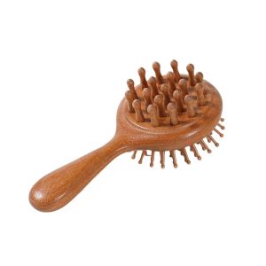 SUTONGXUE Chống tĩnh điện Lược massage đầu Tay cầm thoải mái Hai  Lược tóc Meridian bằng gỗ Di động Răng rộng Máy mát xa da đầu bằng gỗ đàn hương Massage da đầu