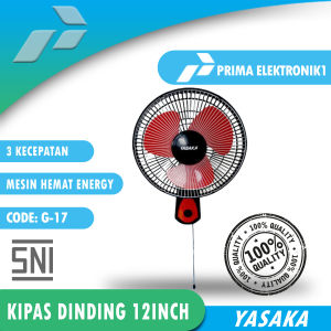 Kipas Angin Dinding YASAKA Wall Fan 12 Inch Mesin Hemat Energi dengan 3 Kecepatan dan Plug Type C