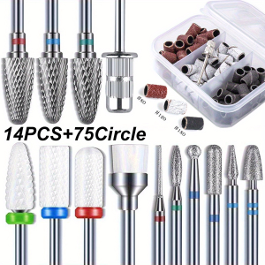 80/120/180 Grit Tungsten & Ceramic Nail Drill Bits Electric Manicure File Set for Nail Art