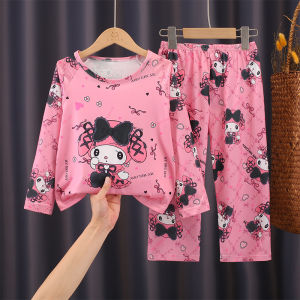 TUmama ชุดนอนสำหรับเด็กผู้ชายและเด็กผู้หญิงพิมพ์ลายการ์ตูนแขนยาวเช็ทชุดนอนเด็กน่ารัก