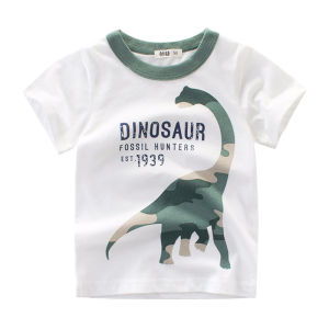 Kids High Quality Cotton Tshirt Dinosaur Print Design Short-Sleeved Cartoon Tshirt for Kids Boys 1-10 Years Old