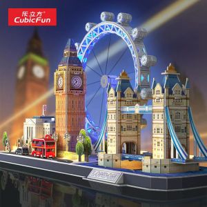 3D mô hình ba chiều mô hình xây dựng đèn LED Paris London New York cảnh quan thành phố tự lắp ráp mô hình đồ chơi đồ chơi cho trẻ em