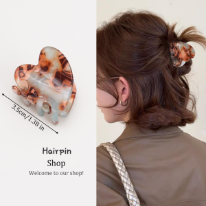 4pcs Mini Heart Shaped Hair Clips / Retro Glitter Acetate Barrettes / Cute French Style Alligator Clips / Fashion Hair Accessories for Women Girls