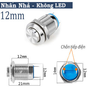Nút công tắc Reset Nhấn tự nhả 12mm có LED Công tắc khởi động (3V-24V | 110-220V) Chống nước IP67 Chịu nhiệt độ cao