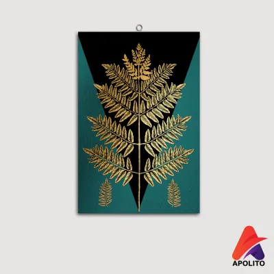 HIASAN DINDING ABSTRAK ART AESTHETIC (20X30CM) RUSA GOLD ABSTRAK RUANG TAMU WALL DECOR PAJANGAN DINDING POSTER KAYU DAUN MONSTERA HITAM EMAS