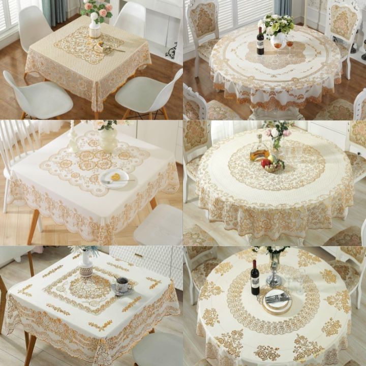 4 Seater 132cm Tablecloth PVC Waterproof Oil Proof Table Cloth Round ...