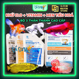 Vitamin C + Men Tiêu Hóa + Khử Nước Mới & Vi Sinh Bể Cá | Combo 3 Túi MAYIN x 200ml hồ cá  (Hàng CTY)